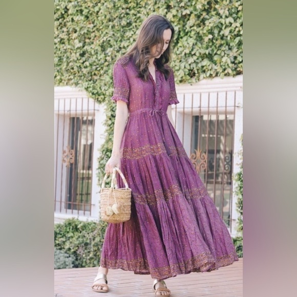 Free People Rare Feelings Maxi Dress | Purple Combo | Size XS | Boho Cottagecore - Picture 2 of 13